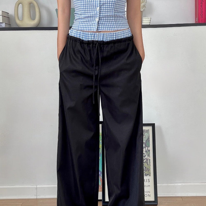 Patchwork Straight Leg Pants